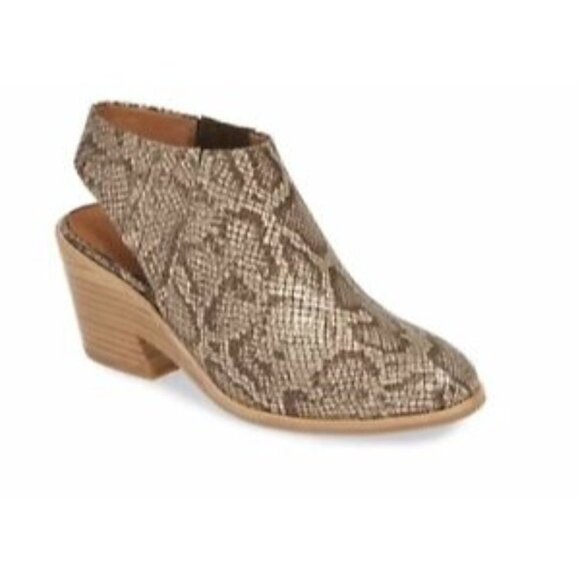 Gentle Souls Harlie Leather Snake Slingback Open Heel Bootie 9 - Picture 1 of 8